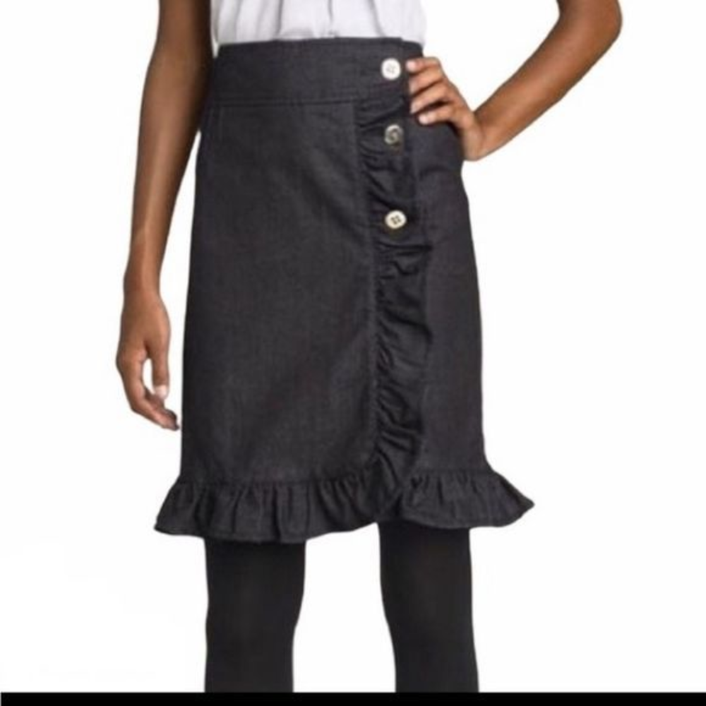 Leifsdottir Anthro Ruffled Denim Pencil Skirt‎